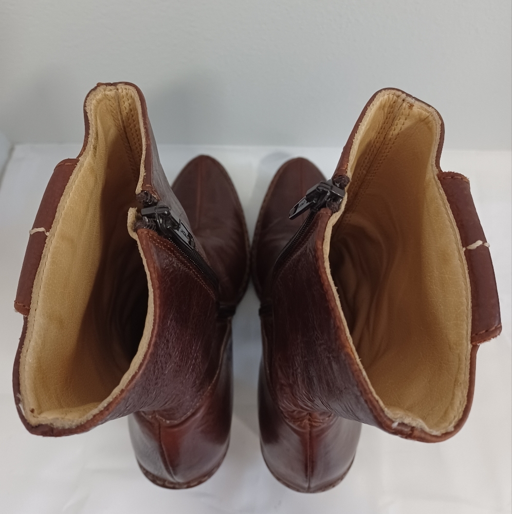 Alberto Fermani chunky heel boots Brown leather zip-up  made in Italy size39 - Picture 13 of 15